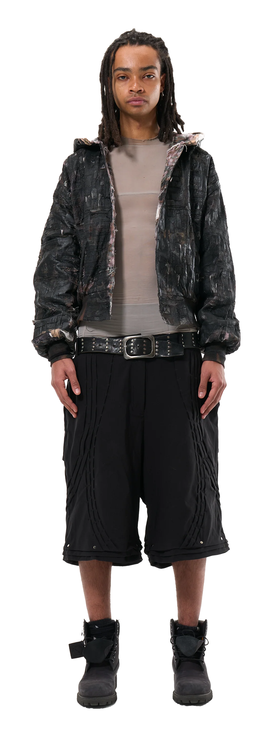 painted boro jacket - black