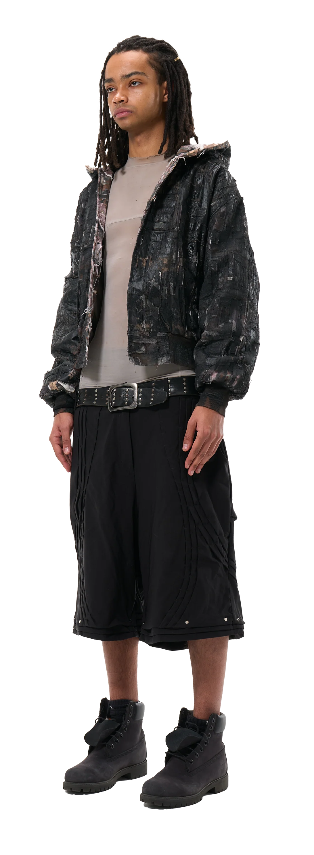painted boro jacket - black