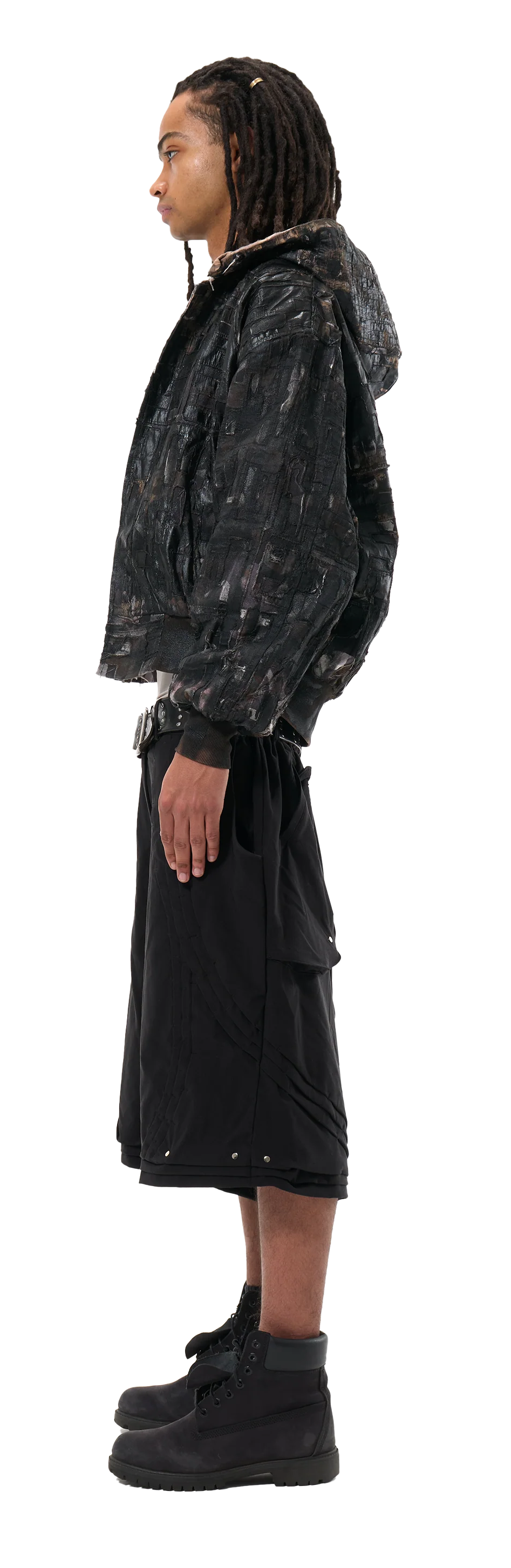 painted boro jacket - black